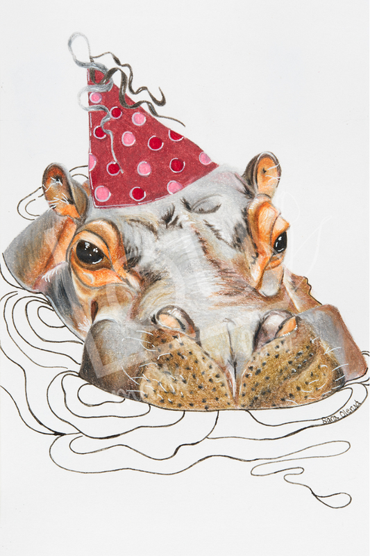 Funny hippo birthday card