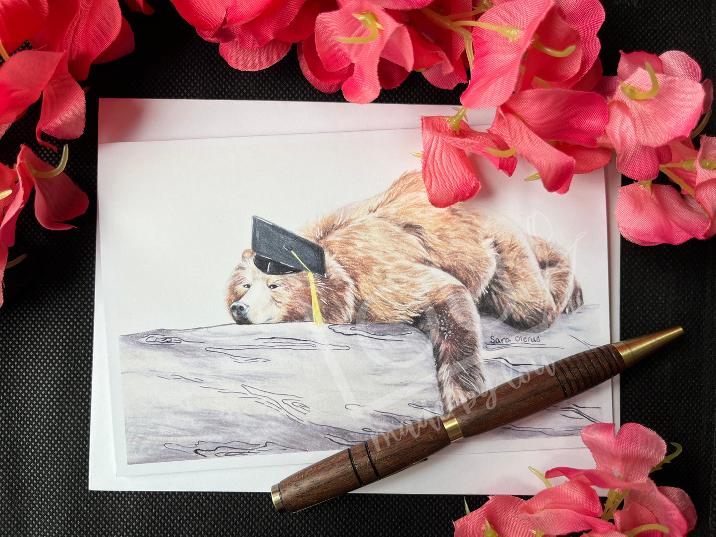 Sleepy Graduation Bear Greeting Card