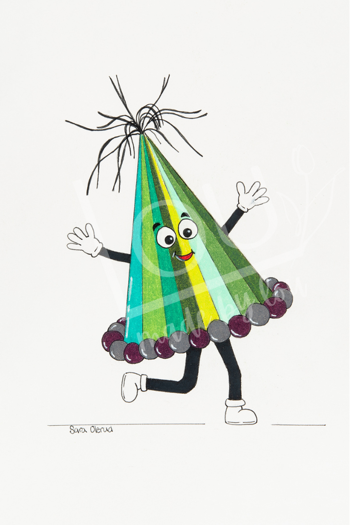 Colorful cartoon birthday party hat