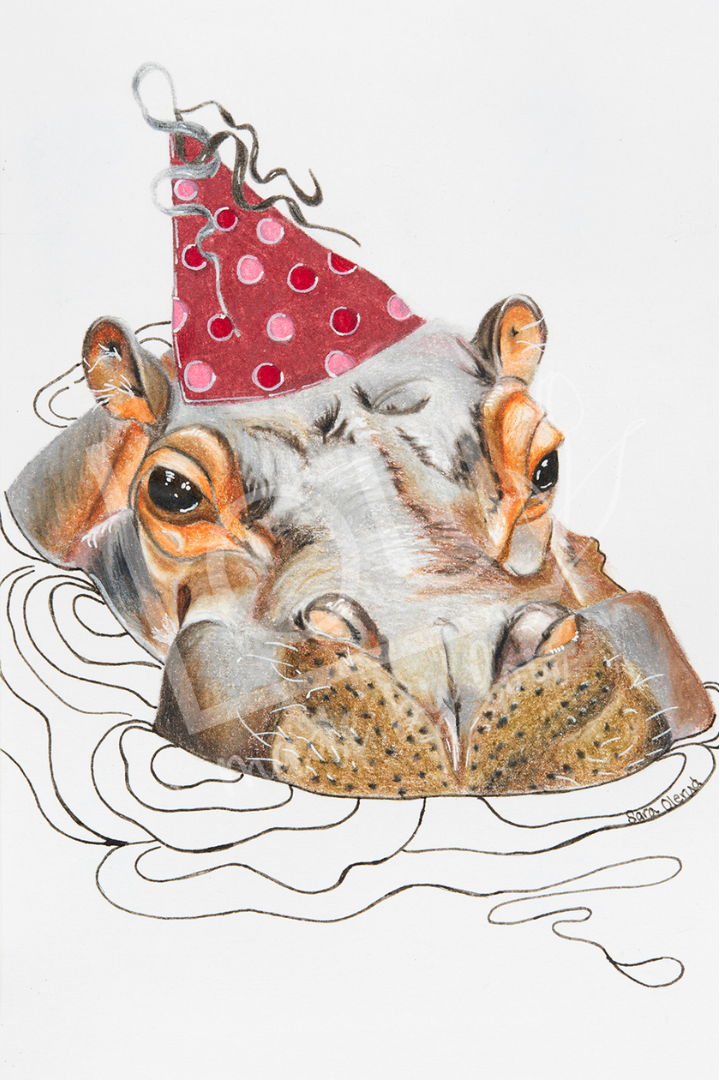 Funny hippo birthday card 