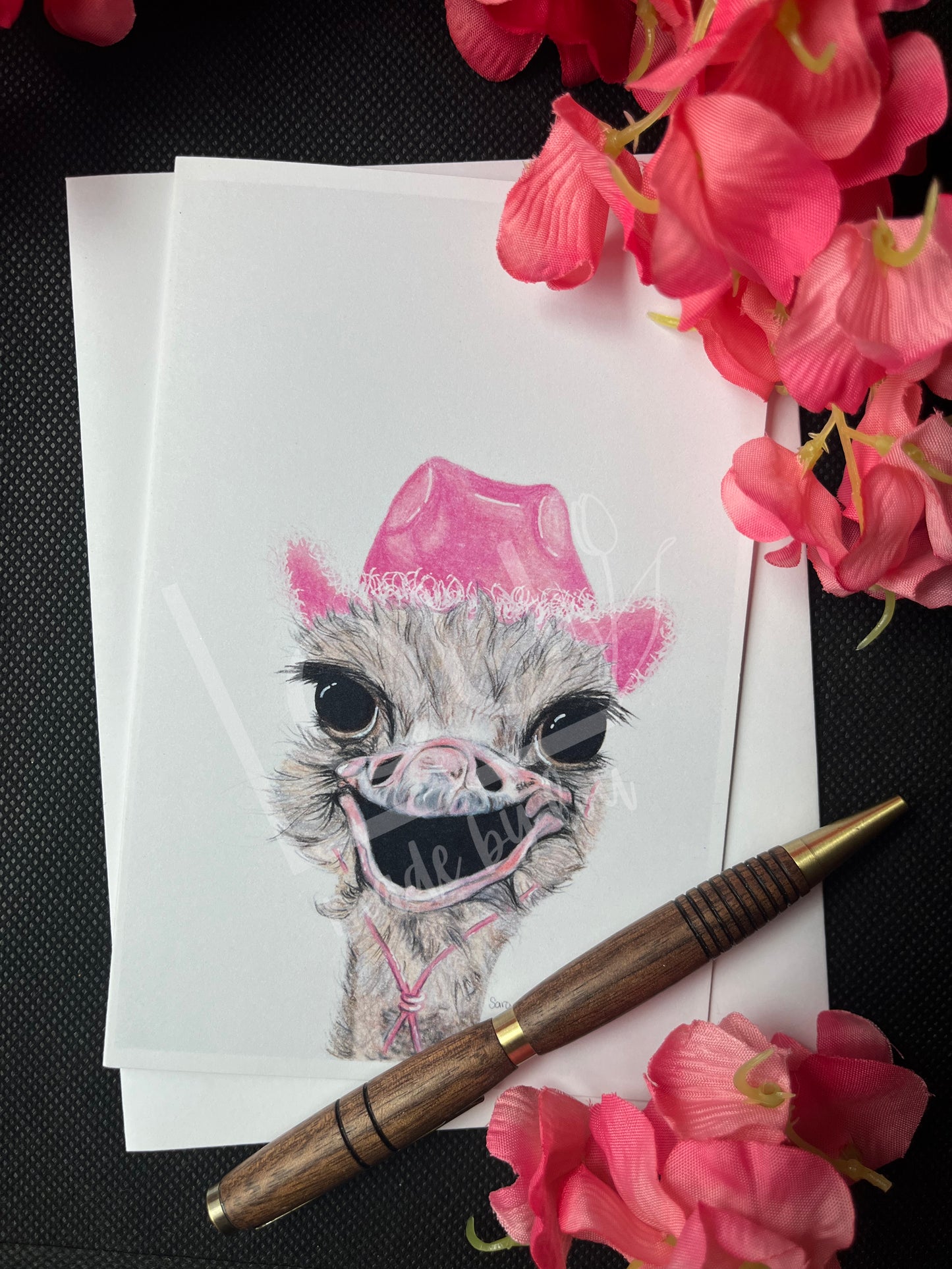 Pink Cowboy Ostrich Greeting Card