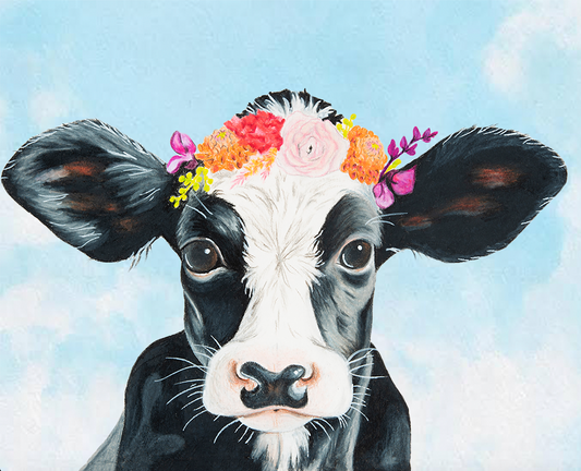 Botanical Baby Cow Greeting Card