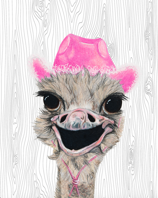 Pink Cowboy Ostrich Greeting Card
