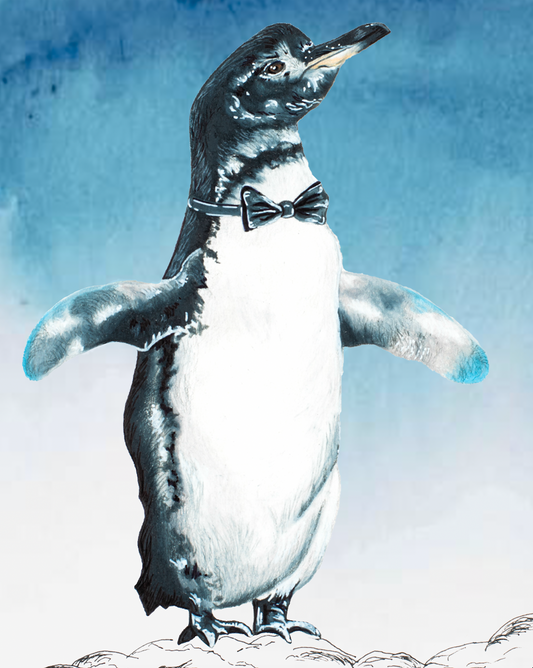 Sophisticated Penguin Greeting Card